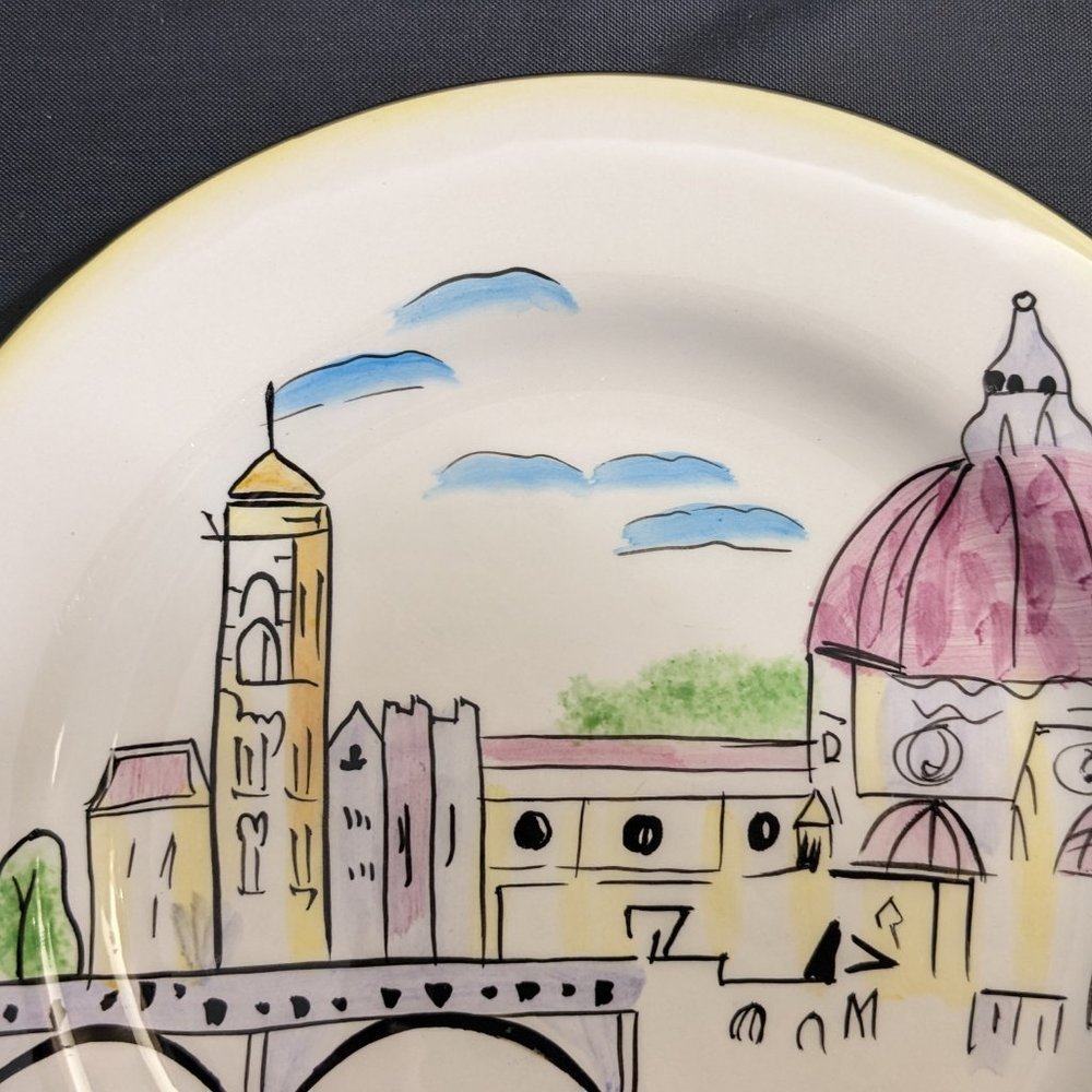 Vtg  8" Oneida Festa Italia Cheese/Salad/Dessert/Appetizers Venice Rome Pair - Picture 12 of 16